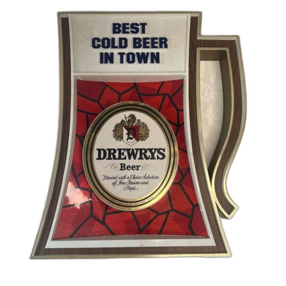 VTG Drewry's Hanging Beer Mug Sign "Best Cold Beer in Town" South Bend, Indiana - Picture 1 of 11
